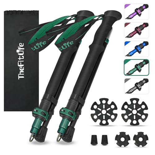 TheFitLife Collapsible Trekking Poles for Hiking – Lightweight Folding Walking Sticks for Men and Women with Extra-Long Fo...