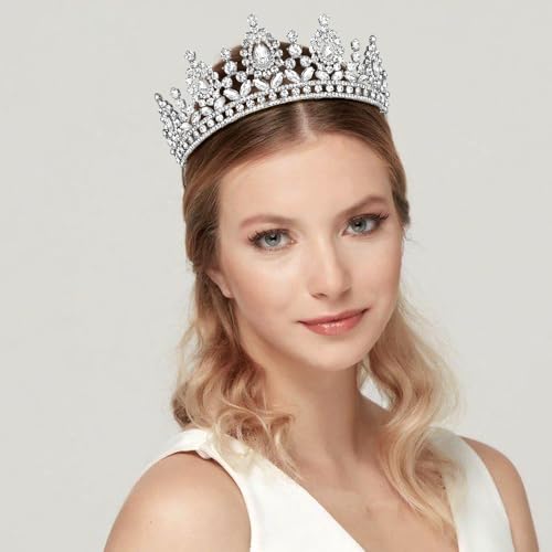 Aprince Silver Crown and Tiara for Women Girls, Crystal Princess Tiara Queen Crown, Rhinestone Headbands Royal Diadem for ...