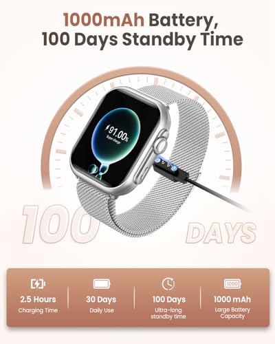 1.83" HD Smart Watch, 30 Days Battery Life, Sleep/Heart Rate/SpO2/Blood Pressure Monitor, Calls/Messages/Notifications, 5A...