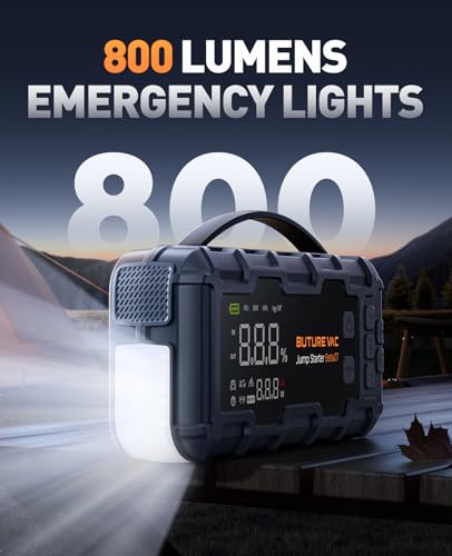 Portable 10-in-1 Car Battery Jump Starter with Air Compressor 8000A 160PSI 45W Charger, Jump Starter Jump Box (All Gas 14L...