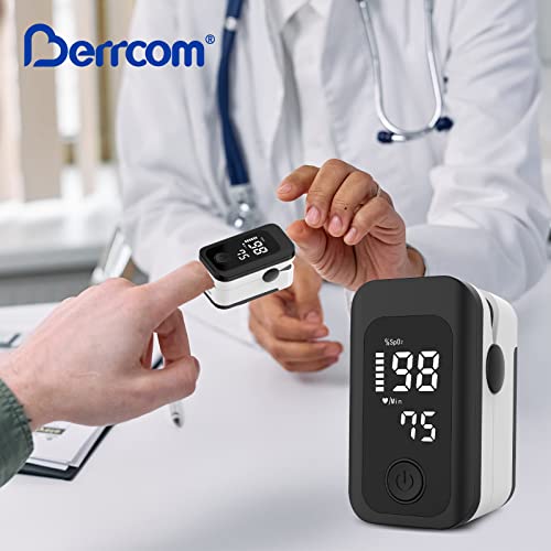 Berrcom Fingertip Pulse Oximeter, Blood Oxygen Saturation Monitor with Accurate SpO2 & Pulse Rate & Fast Readings, LED Dis...