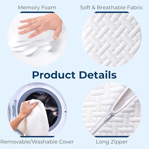 5 STARS UNITED Knee Pillow for Back Sleeping – Memory Foam Cushion for Sciatica Pain Relief – Under Leg Support for Sleepi...