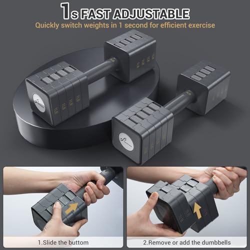 Adjustable Dumbbells Hand Weights Set: Sportneer 5 in 1 Weight Adjustment 10 LB Dumbbells Set of 2 Free Weights Fast Adjus...