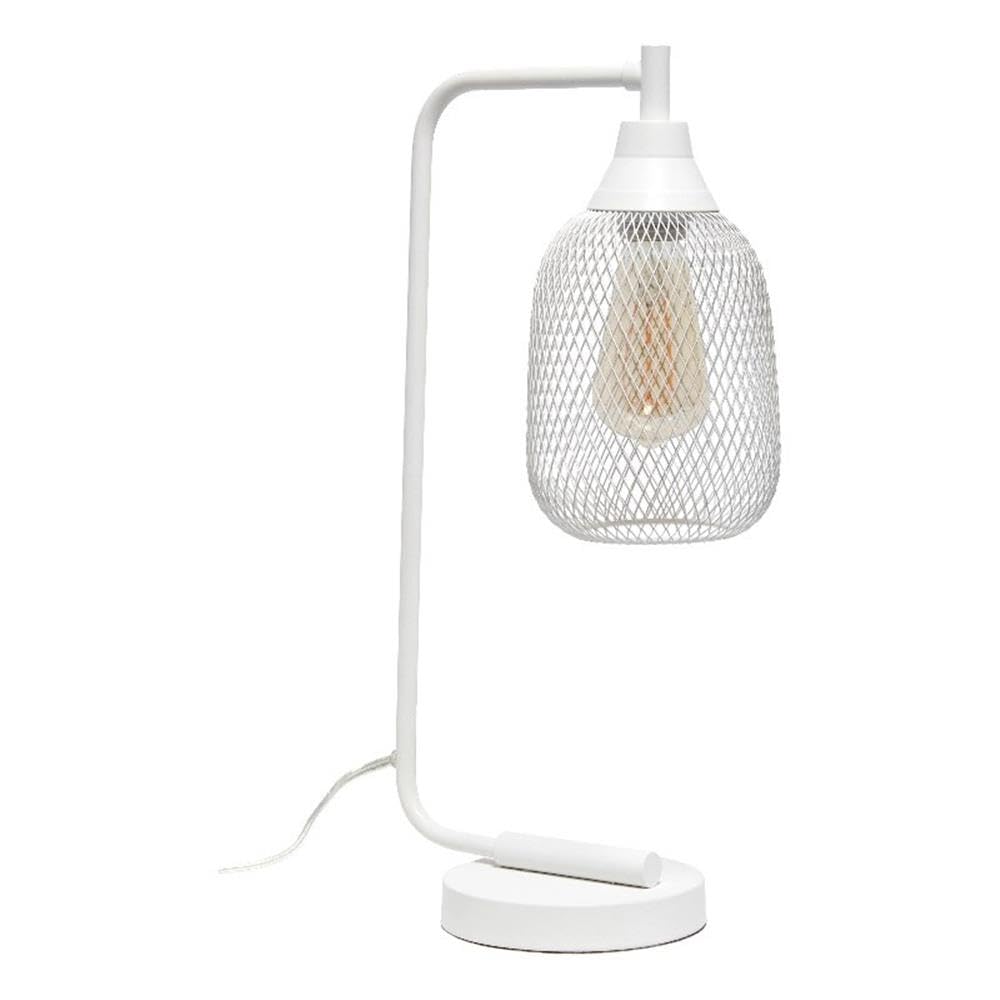 Simple Designs LD1060-WHT Table Desk Lamp, Mesh Wire, Iron, Matte White