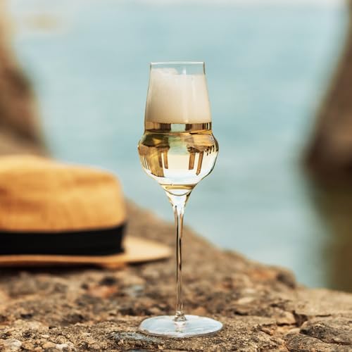 Stölzle Lausitz Set of 6 Glass Champagne Flutes (Cocoon). Dishwasher Safe Lead-Free Crystal Champagne Glasses (11.5 Fl oz)...