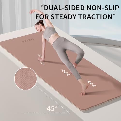 PAIDU Yoga Mat Non Slip Anti-tear,extra thick-2/5 inch（10MM）High Resiliency Professional POE Yoga Mats for Women Men Kids,...