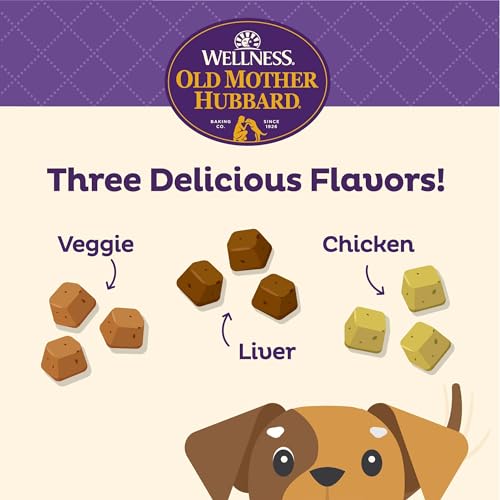 Old Mother Hubbard Wellness Training Bitz Assorted Mix Dog Biscuits, Natural, Training Treats, Three Flavors, Small Size,...