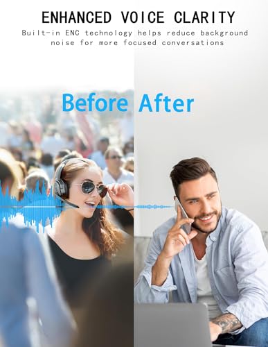 TECKNET Bluetooth Trucker Headset, Single and Dual Ear Wireless Headset with Mic for Work Noise Cancelling, 50Hrs 3 EQ Mus...
