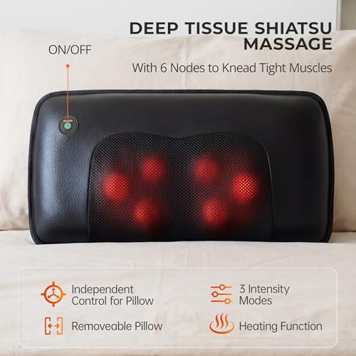 Himouta Shiatsu Full Body Massage Mat with Heat, Detachable Massager Pad, 10 Vibrating Motors, 9 Intensity Levels, Deep Ti...
