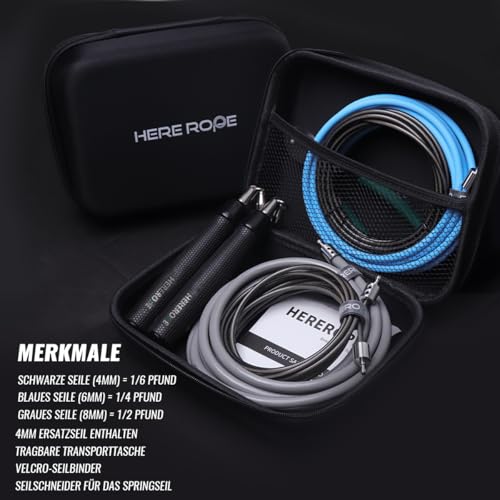 Hererope 3-in-1 Weighted Skipping Rope, Interchangeable Weights 1/6lb, 1/4lb, 1/2lb, 360 Degree Rotation, Adjustable Lengt...