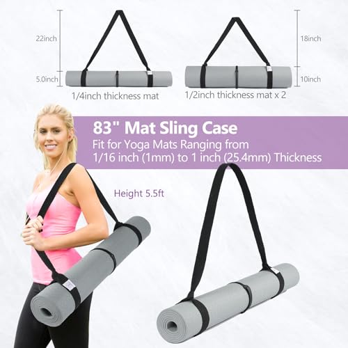 YOGAER Yoga Mat Carrier Strap, Adjustable Thick Straps Sling for Carrying Large Mats, Stretching Band