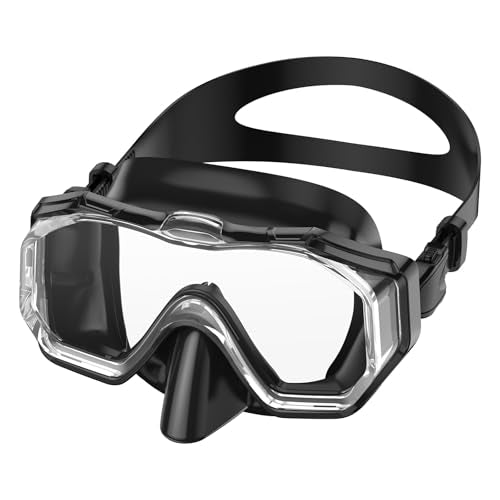 WSTOO Adults Swim Goggles with Nose Cover,HD 3-Window Wide Vision Lens Snorkel Diving Swimming Mask Anti-Fog&Leak