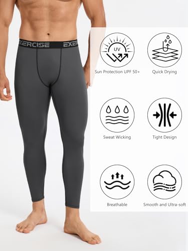 Mexholin 4/5 Pack Men's Thermal Compression Pants Fleece Lined Long Johns Winter Athletic Workout Leggings Baselayer