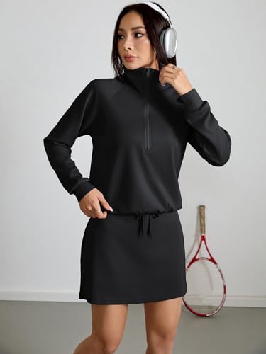 KateModa Women's 2 Piece Skirt Sets Half Zip Sweatshirt Matching Set Athletic Tennis Skorts Tracksuit Lounge Outfits