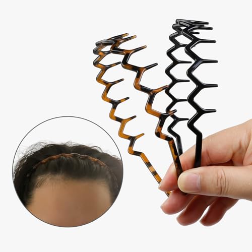 WOVOWOVO Zig Zag Headbands for Women Teen Girls Men, Plastic Hair Bands with Teeth Thin Zigzag Head Bands for Women's Hai...