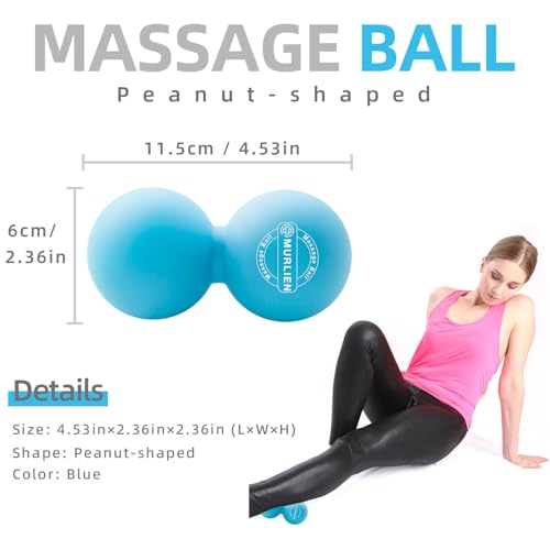 MURLIEN Peanut Massage Ball, Double Lacrosse Ball for Myofascial Release, Trigger Point Therapy, Muscle Relief, Acupoint M...