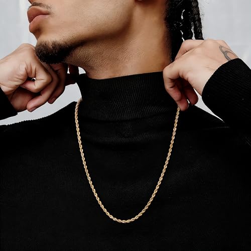 Monily Valentine's Day gifts 24k Real Gold Plated Rope Chain 1.5mm 2.5mm 5mm Stainless Steel Twist Chain Necklace for Men ...