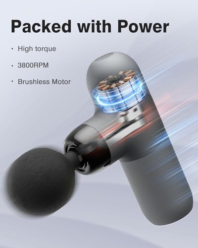Morelax Mini Massage Gun, Percussion Muscle Massager for Back Pain Relief, Compact Sports Travel Massage Gun with 6 Massag...