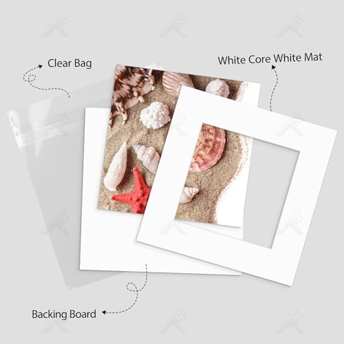 Golden State Art, Acid Free, Pack of 25, 12x12 White Picture Mats Mattes with White Core Bevel Cut for 8x8 Photo + Backing...