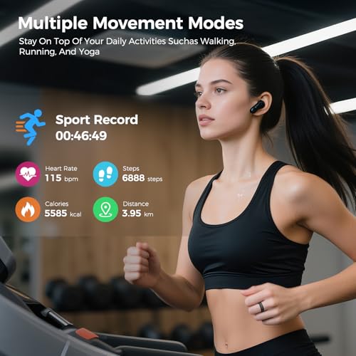 UniJethro Smart Ring for Women & Men, Health Tracker Ring with Heart Rate, Blood Oxygen,Blood Pressure, IP68 Waterproof Fi...