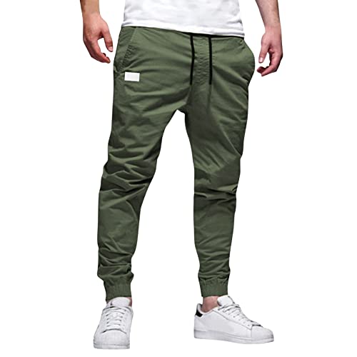 Men's Cargo Sweatpants Elastic Waist Casual Lightweight Outdoor Pants Oversized Comfort Classic Trendy Jogger Cotton Trousers