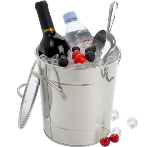 YOUEON 4 Liter Ice Bucket with Scoop and Lid, Double Walled Insulated Ice Bucket for Parties, Cocktail Bar, Wine Chiller, ...