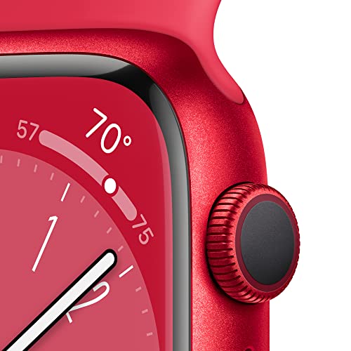 Apple Watch Series 8 [GPS, 45mm] - Red Aluminum Case with Red Sport Band, M/L (Renewed)