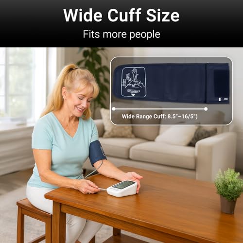 Vive Blood Pressure Monitor for Home Use – Digital Automatic Upper Arm BP Machine with Cuff, Accurate Blood Pressure and H...