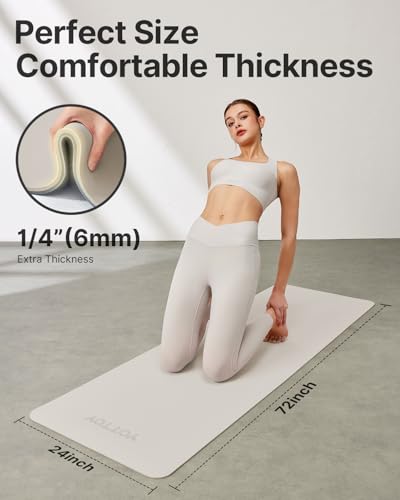 Yoga Mat,Non-Slip TPE Exercise Mat(1/4 Inch) for Pilates, Fitness & Barefoot Workouts, Home Gym Studio with Strap & Bag