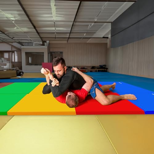 BalanceFrom 6x4 Feet 4-Panel Folding Gymnastics Mat – 2-Inch Thick Pad with Vinyl Surface and Carrying Handles for Tumblin...