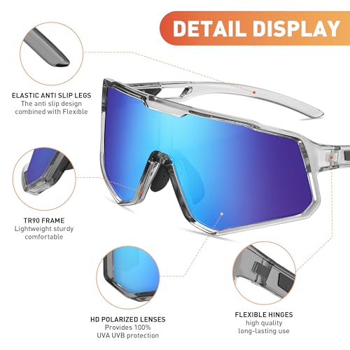 YAMAZI Cycling Sunglasses for Men Women Sports Sunglass Polarized UV Protection for Bicycle Running Baseball Glasses
