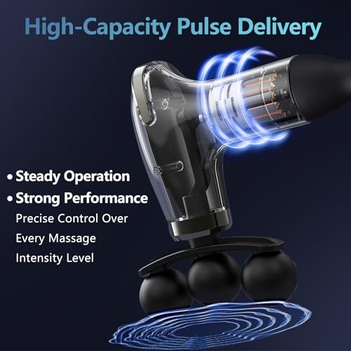 seektik Massage Gun with Extension Handle, Handheld Back Massager Tool, Massager for Neck/Leg/Shoulder Pain, 9 Adjustable ...