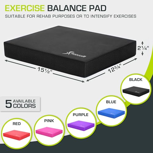 ProsourceFit Exercise Balance Pad, Non-Slip Cushioned Foam Mat & Knee Pad for Fitness and Stability Training, Yoga, Physic...