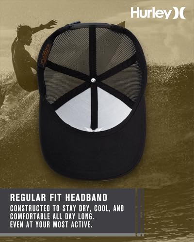 Hurley Men's Caps - Del Mar Mesh Panel Baseball Cap Trucker Hat - Snap Back Hats for Men