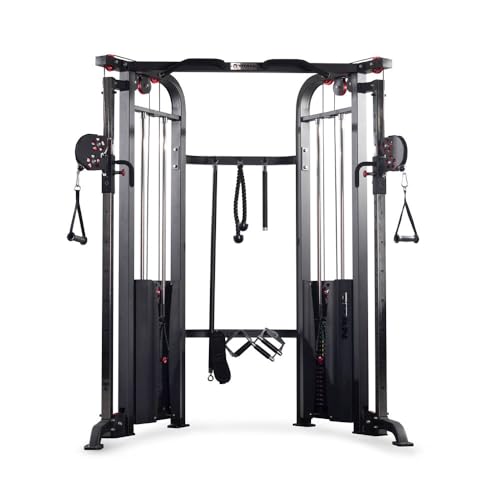 Titan Fitness Functional Trainer, Cable Crossover Machine with 200 LB Double Weight Stack, 2:1 Cable Pull Station, Home Gy...
