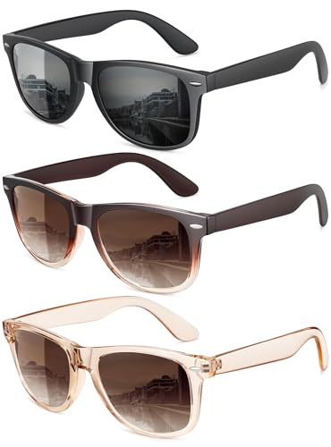 MEETSUN Polarized Sunglasses for Women Men Classic Retro Trendy Driving Sun Glasses UV400 Protection (3 Pack)