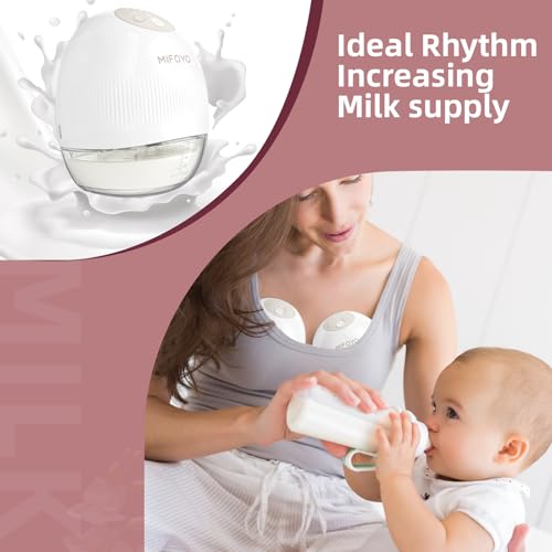 MIFOYO Hands Free Breast Pump, Wearable Electric Breastfeeding Pump with 4 Modes & 9 Suction Levels, LED Display & Recharg...