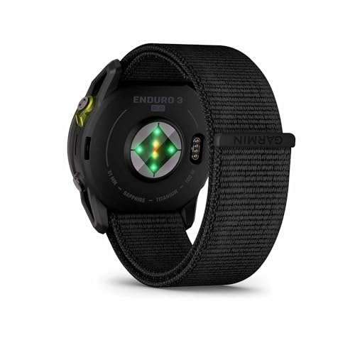Garmin Enduro 3, Solar, Sapphire Multisport GPS Smartwatch Carbon Gray DLC Titanium with Black Ultrafit Nylon Strap, Fitne...