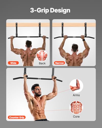 VEVOR Joist Mount Pull Up Bar, Ceiling Mounted Chin Up Bar for Home Gym, Multi-Grip Pull Ups, 42 in Width Multifunctional ...