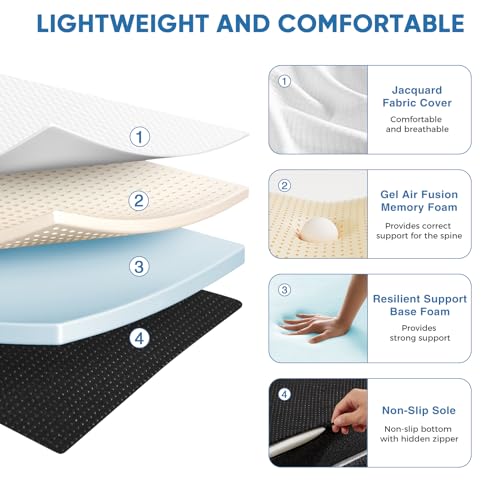OLIXIS Tri-fold Memory Foam Mattress - 3 Inch Single Size Portable Floor Bed, Foldable Mat for Adults, Collapsible and Was...