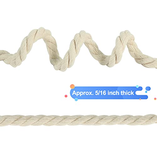 Tenn Well 8mm Macrame Cord, 59 Feet 3Ply Twisted Craft Cotton Rope Thick Nautical Rope for Crafts, Wall Hangings, Plant Ha...