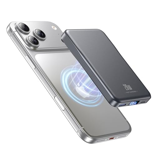 Aobbow Magnetic Portable Charger, 10000mAh for Magsafe Battery Pack, 20W Fast Charging Power Bank, Travel Essential of Wir...