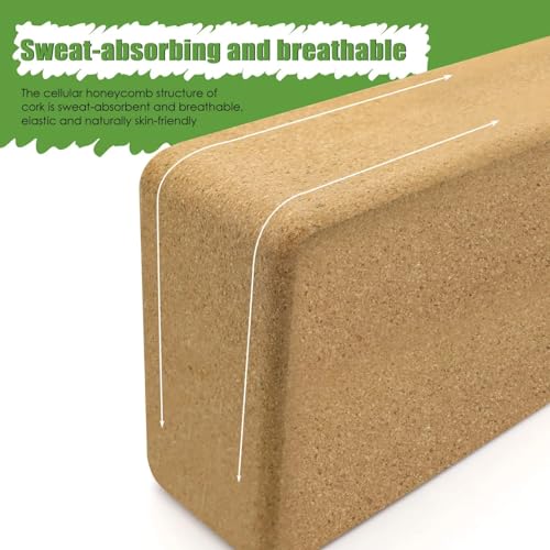 MBKHFLL Cork Yoga Blocks, Natural Cork, High Density with Non Slip Surface, Eco-Friendly Accessories for Women, Ideal for ...