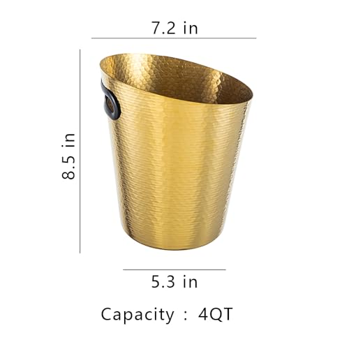 Stainless Steel Champagne Bucket with Ice Tongs - Stainless-Steel Beverage Tub - Diagonal Ice Bucket with Handle for Cockt...