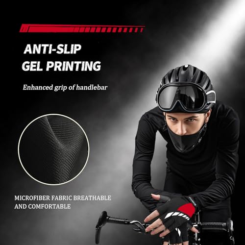 Rioomui Cycling Gloves,Gel Padded Bike Gloves for Men Cycling,Anti-Slip & Shock-Absorbing Lightweight & Breathable Design ...
