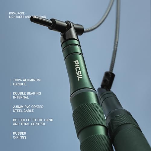 PICSIL - Rook Skipping Rope | Aluminium Handle & PVC Coated Steel Cable | Ideal for Cross-training & Boxing | Double Under...