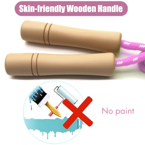 Homello Jump Rope for Kids - Wooden Handle - Adjustable Cotton Braided Fitness Skipping Rope for Toddler Fitness Workout E...
