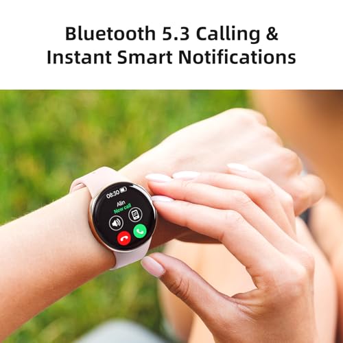 Parsonver AMOLED Smart Watch for Women Men, Always-On Display Fitness Tracker, Answer/Make Calls, 2 Quick-Release Bands, H...