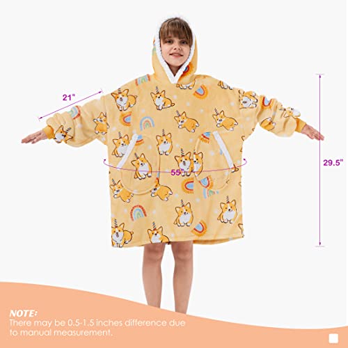 American Trends Wearable Blanket Hoodie, Oversized Sherpa Warm Hoodie Blanket Thick Sweatshirt, Gift for Women Men Girls