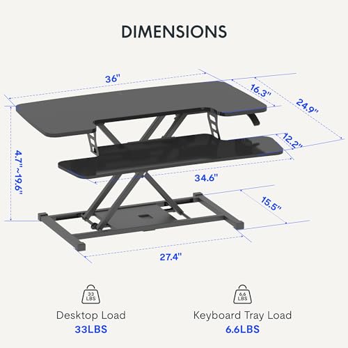 FLEXISPOT 36-inch Standing Desk Converter Height Adjustable Sit to Stand Up Workstation, Dual Monitor and Laptop Riser wit...